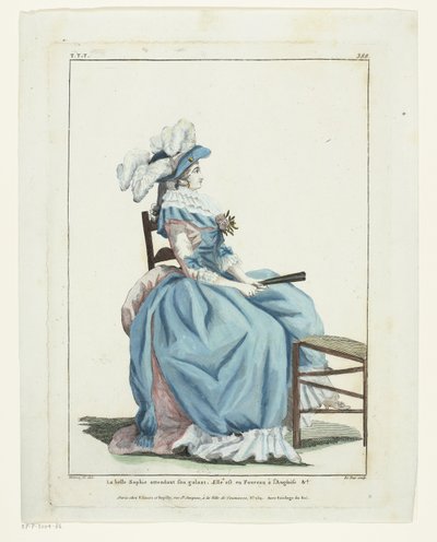 Galeria de Modas e Trajes Franceses 1787, TTT.388: A bela Sophie esperando... de Hippolyte Le Bas