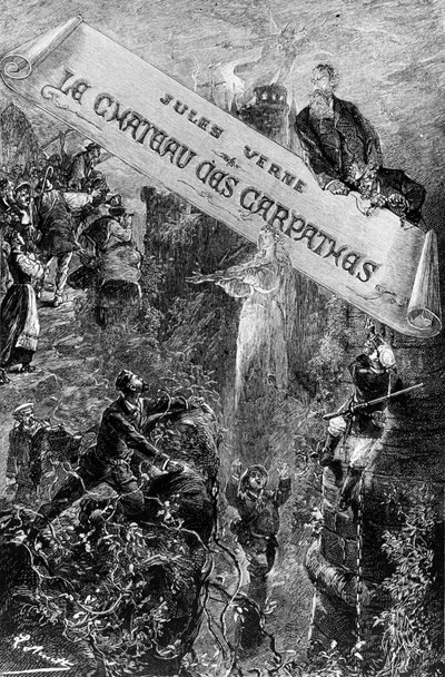 Ilustração de capa de &39;The Carpathian Castle&39; de Jules Verne, publicado por Hetzel, 1892 de Hippolyte Leon Benett