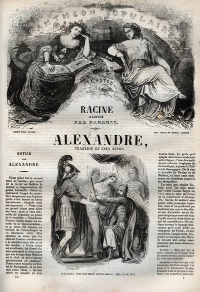 Alexandre le Grand tragedie en cinq actes - gravura em "Oeuvres de Jean Racine" ilustrada por Pauquet e nota de Emile de La Bedolliere - 1851 de Hippolyte Louis Pauquet