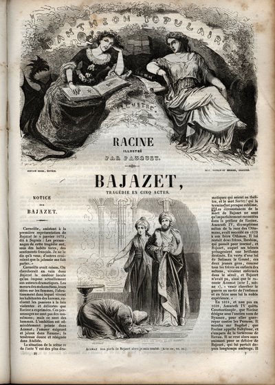 Tragédia Bajazet en cinq actes de Jean Racine gravada em "Oeuvres de Jean Racine" ilustrada por Pauquet e notada por Emile de La Bedolliere - 1851 de Hippolyte Louis Pauquet