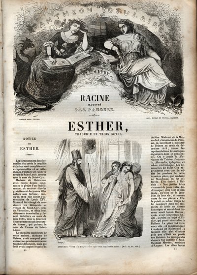 Ilustração para "Esther" de Jean Racine - gravura em "Obras de Jean Racine" ilustrada por Pauquet e nota de Emile de La Bedolliere - 1851 de Hippolyte Louis Pauquet