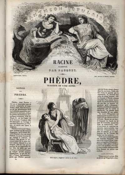 Phedre, de Jean Racine (1639-1699 - gravura em "Obras de Jean Racine" ilustrada por Pauquet e nota de Emile de La Bedolliere - 1851 de Hippolyte Louis Pauquet