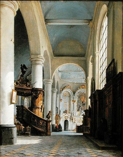 Interior da Igreja de St. Denis, Saint-Omer, 1835 de Hippolyte Victor Valentin Sebron