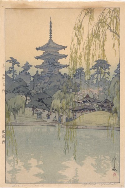 Sarusawa Pond (impressão em bloco de madeira a cores) de Hiroshi Yoshida