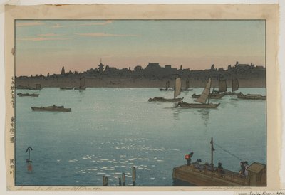 Rio Sumida - Tarde, da série Twelve Scenes of Tokyo, Era Taisho de Hiroshi Yoshida