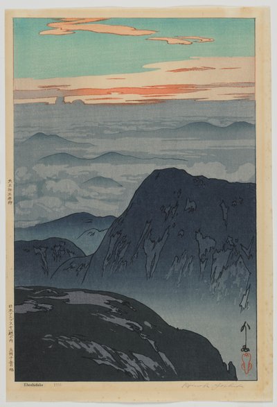 Nascer do Sol em Eboshidake, da série Twelve Scenes in the Japan Alps, Taisho era de Hiroshi Yoshida