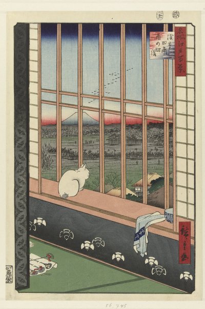 Arrozais de Asakusa e festival de Torinomachi de Hiroshige (I) , Utagawa