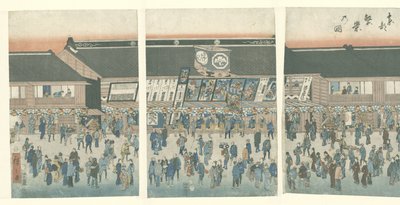 Atividade na capital oriental Toto hanei no zu (título no objeto) de Hiroshige (I) , Utagawa