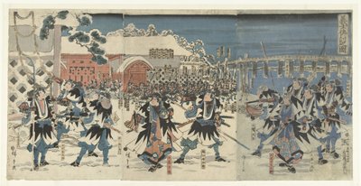 A vingança do samurai infiel e sem líder Gishi katakiuchi no zu (título do objeto) de Hiroshige (I) , Utagawa