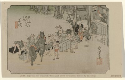 Fujieda
N.º 23. Fujiyeda: oue dos cinquenta e três lugares assinalados no Tokaido, pintado por Hiroshige (título sobre o objecto)
De Tôkaidô van Hiroshige (título da série)
Hiroshige no fude Tôkaidô (título da série sobre o objecto) de Hiroshige (I) , Utagawa