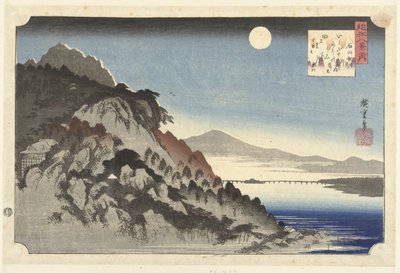 Lua de outono em Ishiyama Ishiyama no shugetsu (título do objeto) Oito Vistas da Província de Omi (título da série) omi hakkei de Hiroshige (I) , Utagawa