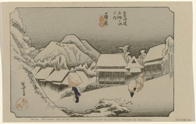 Kambara
N.º 16. Kambara: um dos cinquenta e três lugares assinalados no Tokaido, pintado por Hiroshige
De Tôkaidô van Hiroshige (título da série)
Hiroshige no fude Tôkaidô (título da série sobre o objecto) de Hiroshige (I) , Utagawa