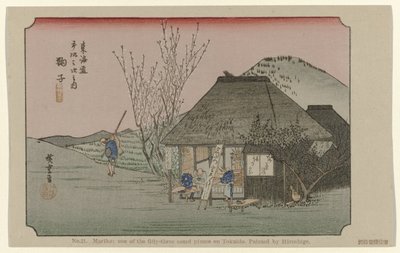 Mariko
N.º 21. Mariko: um dos cinquenta e três lugares assinalados no Tokaido, pintado por Hiroshige
De Tôkaidô van Hiroshige (título da série)
Hiroshige no fude Tôkaidô (título da série sobre o objecto) de Hiroshige (I) , Utagawa