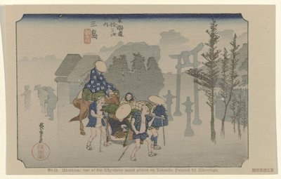 Mishima
N.º 12. Mishima: um dos cinquenta e três lugares notados no Tokaido. Pintado por Hiroshige
De Tôkaidô van Hiroshige (título da série)
Hiroshige no fude Tôkaidô (título da série sobre o objecto) de Hiroshige (I) , Utagawa