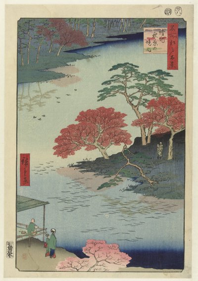 Terreno do templo de Akiba em Ukiji
Ukiji Akiba no keidai (título sobre o objecto)
Cem pontos de vista famosos de Edo (título da série)
Meisho Edo hyakkei (título da série sobre o objecto) de Hiroshige (I) , Utagawa