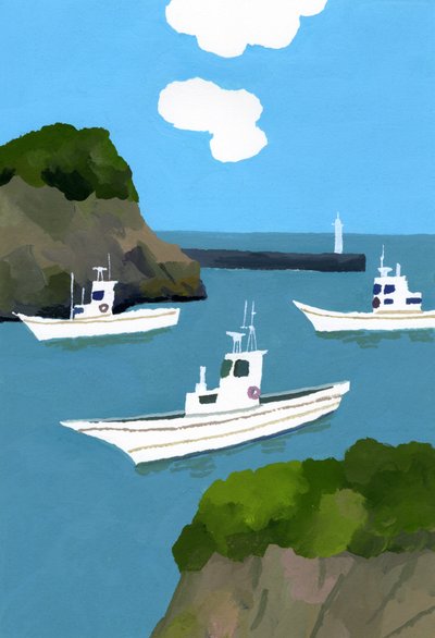 Três barcos de pesca. de Hiroyuki Izutsu