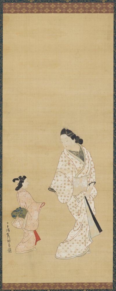Yujo e uma garota, 1688-1697. de Hishikawa Morofusa