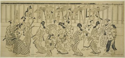 Um desfile de cortesãs de Hishikawa Moronobu