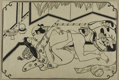 Uma folha de um álbum de shunga de Hishikawa Moronobu