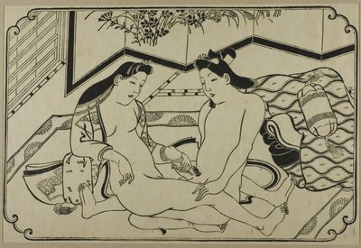 Uma folha de um álbum de shunga de Hishikawa Moronobu
