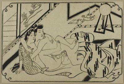Uma folha de um álbum de shunga de Hishikawa Moronobu