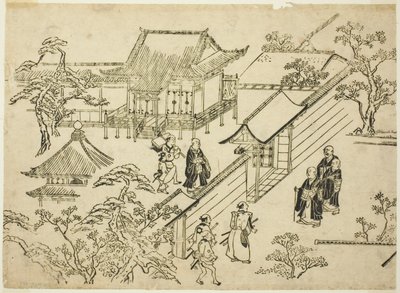 Honbo, da série "Scenes of Flower-viewing at Ueno (Ueno hanami no tei)" de Hishikawa Moronobu