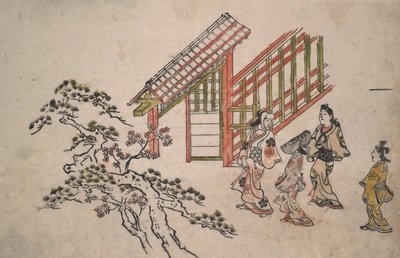Perto da Porta de Nova Yoshiwara de Hishikawa Moronobu