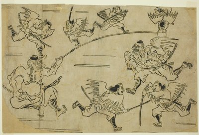 O Rei Tengu treinando seus alunos de Hishikawa Moronobu
