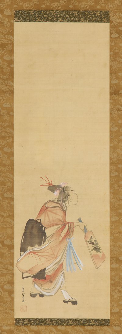 Garota jogando battledore e peteca, 1615-1868. de Hishikawa Sori