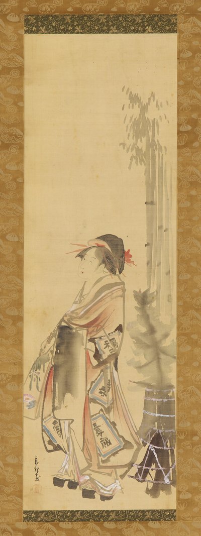 Garota jogando battledore e peteca, 1615-1868. de Hishikawa Sori