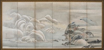 Paisagem: duas das quatro estações, outono e inverno, período Edo, final do século XVIII e início do século XIX. de Hishikawa Sori
