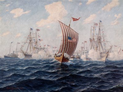 O barco Viking chega a Chicago depois de atravessar o Atlântico de Hjalmar Johansen