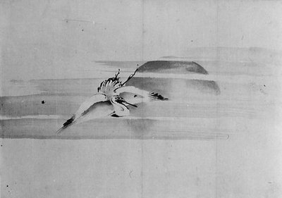 Guindaste e Sol, século XIX. de Hokusai School.