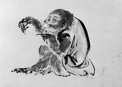 Macaco e Abelha, século XIX. de Hokusai School.