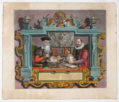 Retrato duplo de Gerardus Mercator 1512-1594 e Jodocus Hondius 1563-1612 de Hondius