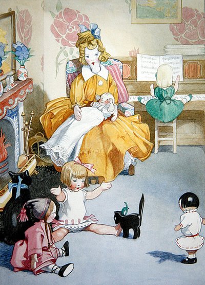 Na Sala de Desenho (aguarela sobre papel) de Honor Charlotte Appleton