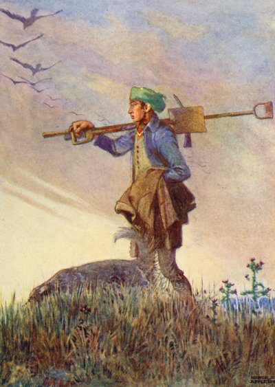 "The toil-worn cottar frae his labour goes" (litografia a cores) de Honor Charlotte Appleton