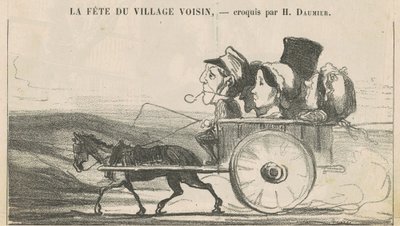 No campo não há greve de cocheiros... (reto); Economias dos Aldeões Contentando... (voltar) de Honoré Daumier