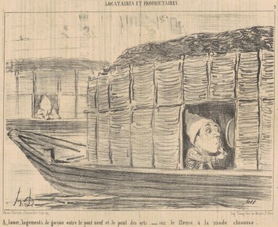 Para alugar, alojamento para menino entre o ... de Honoré Daumier