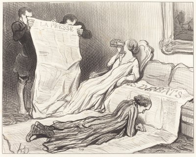 Assinantes recebendo seu jornal... de Honoré Daumier