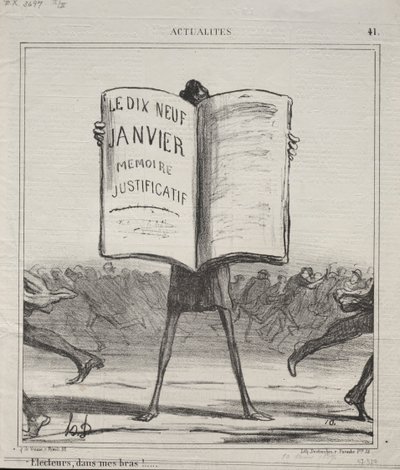 Actualidades No. 41: Eleitores, em meus braços! ..., 1869. de Honoré Daumier