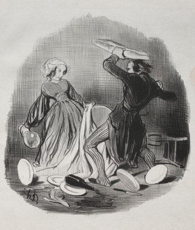 Ah! Você acha que sua esposa não fornece o suficiente para você, vilão. . . . de Honoré Daumier