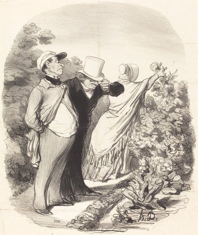Vamos!... aqui está ela colhendo uma rosa para mim... de Honoré Daumier