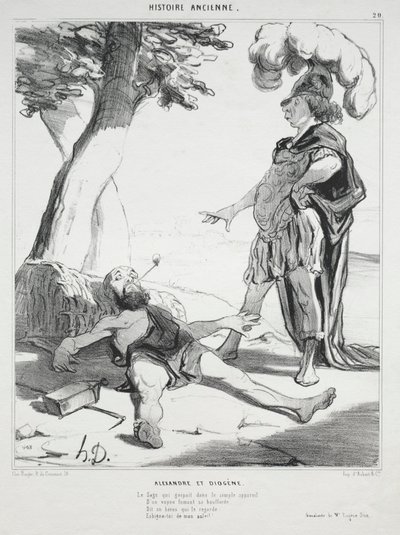História Antiga, placa 20: Alexandre e Diógenes, 14 de agosto de 1842. de Honoré Daumier