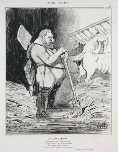 História Antiga, placa 26: O Estábulo de Augeas, 25 de setembro de 1842. de Honoré Daumier