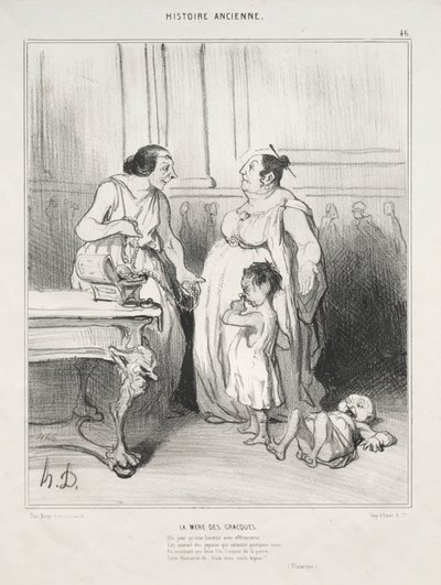História Antiga, placa 46: A Mãe dos Gracchi, 1842. de Honoré Daumier