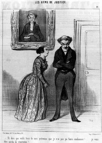 E para dizer que estes são três dos meus réus que eu não poderia ter condenado!... ser reputação perdida!... ... do "Gens de Justice", série de desenhos animados sobre Justiça de Honore Daumier (1808-1879). "Charivari"... de Honoré Daumier
