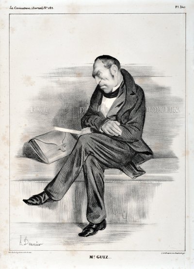 Obra de Honore Daumier (1808-1879). Charivari data de 1833: Serie Celebrites de la caricature "M. Guiz...". MUSEU DE BELAS ARTES - PALÁCIO LONGCHAMP, MARSEILLE de Honoré Daumier