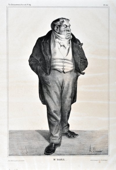 Obra de Honore Daumier (1808-1879). Charivari data de 1833: Serie Celebrites de la caricature "Mr. Baill...". MUSEU DE BELAS ARTES - PALÁCIO LONGCHAMP, MARSEILLE de Honoré Daumier