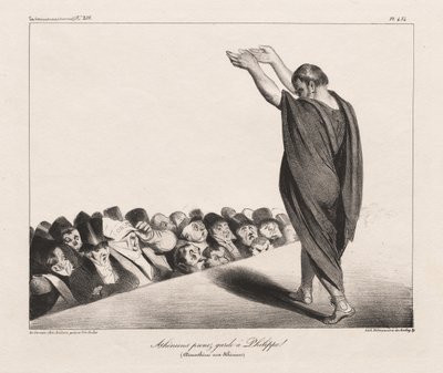 Atenienses Cuidado com Filipe! (Demóstenes aos atenienses) de Honoré Daumier